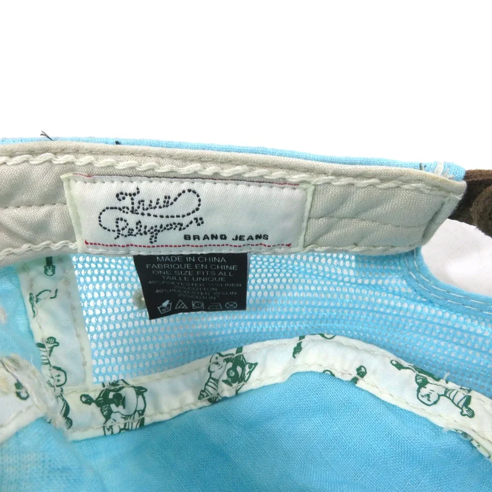True Religion Jeans Brand Hat Cap Blue-Aqua Hue Logo Patch Front Adjustable Back